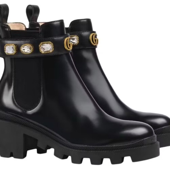 Gucci Chunky Leather Boot with Removable Gem/ GG belt 😍 both dust bags included! - Picture 4 of 14